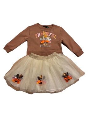 Girls First Baby Girls 2-Piece Thanksgiving Skirt Set W/ Hair  Barrette - 18M